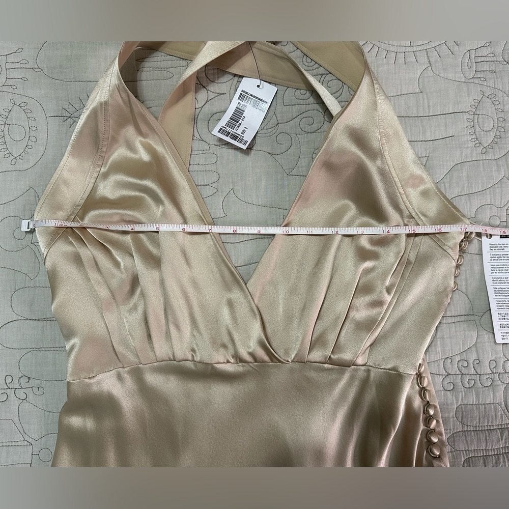 NEW KHAITE Milo Sleeveless Silk Midi-Dress Sz 8 Ecru Champagne - Picture 12 of 14